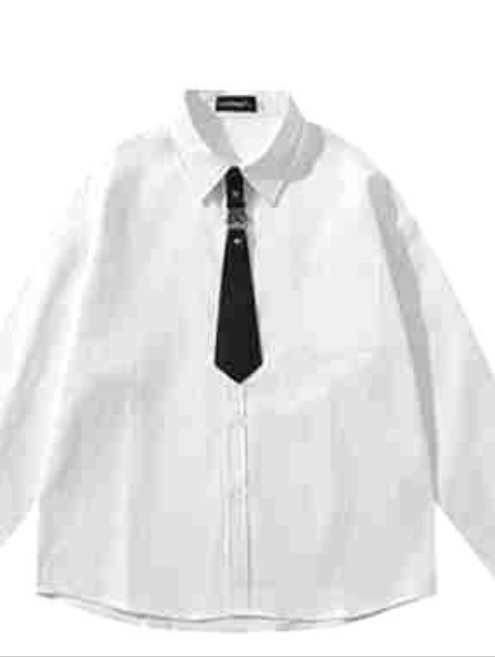 White Tie Accent Long-Sleeve Shirt